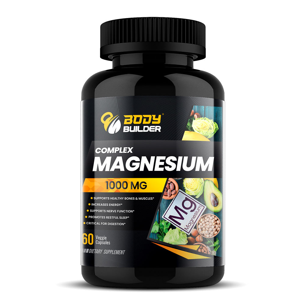 Body Builder Magnesium, 60 Veggie Capsules, 1000 mg, Increases Energy, Promotes Restful Sleep