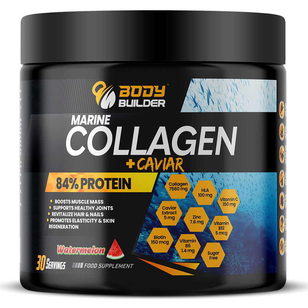 Body Builder Marine Collagen plus Caviar, Watermelon, 270 gm, Boosts Muscle Mass