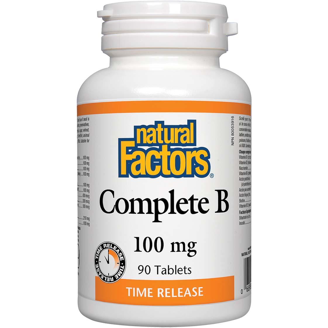 Natural Factors Complete B, 100 mg, 90 Tablets, Supports Nervous System