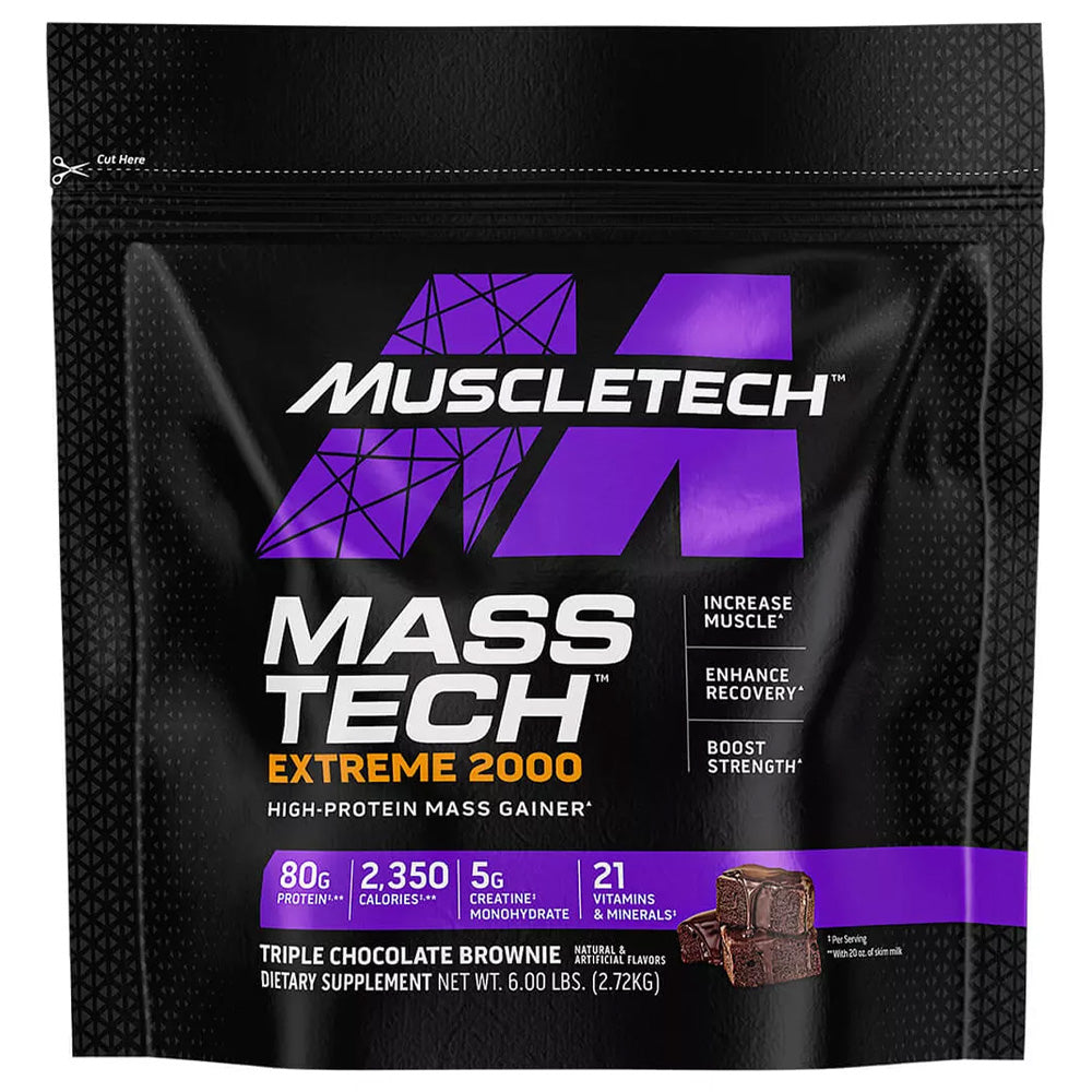 Muscletech Mass Tech Extreme 2000, Triple Chocolate Brownie, 6 LB, Contains a Massive 2,000 Calories Per Serving