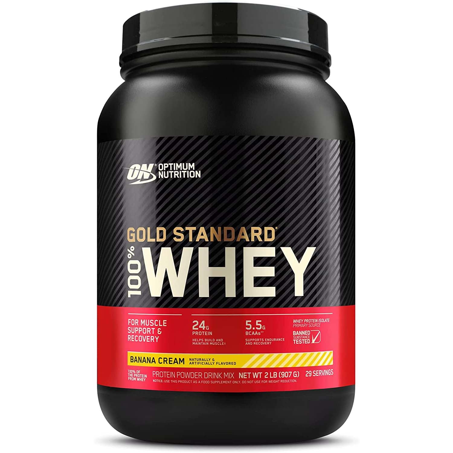 Optimum Nutrition Gold Standard 100% Whey Protein, Banana, 2 LB, 24 Grams of Protein