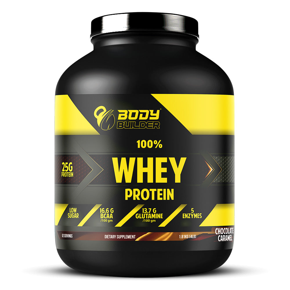 Body Builder Whey Protein, Chocolate Caramel, 4 LB, 25 g of Whey Protein Per 1 Scoop