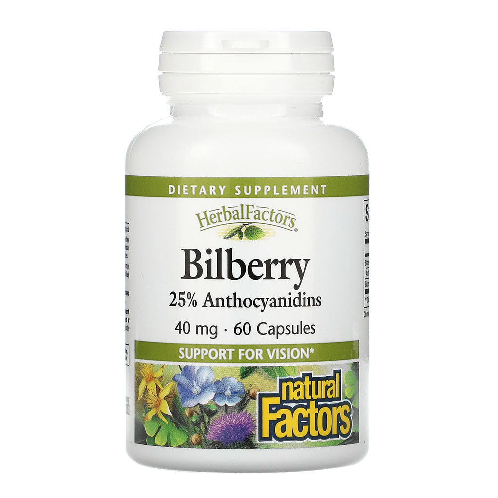 Natural Factors Bilberry, 40 mg, 60 Capsules, Support for Vision, Boosts the Immune System