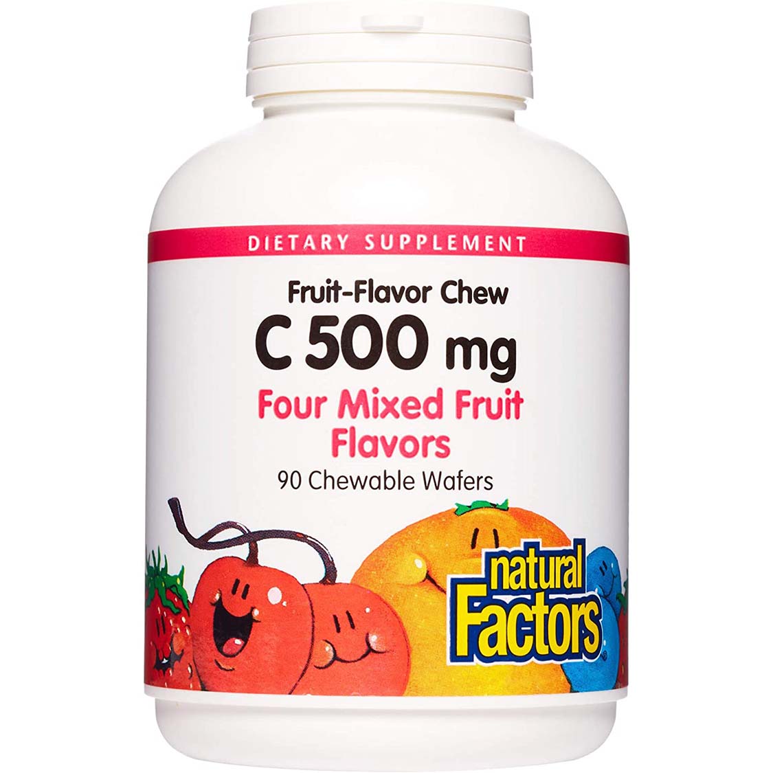 Natural Factors Vitamin C 500 mg Chewable Wafer, Mixed Fruit, 90 Chewable Wafer