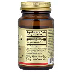 Solgar Vitamin B12, 100 mcg, 100 Tablets, Support Brain Function, Production of Red Blood Cells