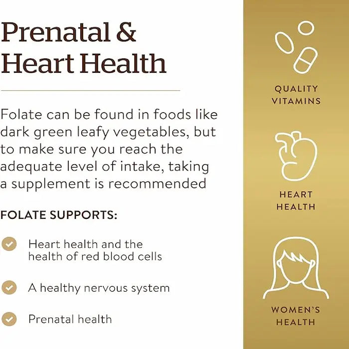 Solgar Folic Acid, 800 mcg, 250 Tablets, Prenatal Support, Promote Heart Health