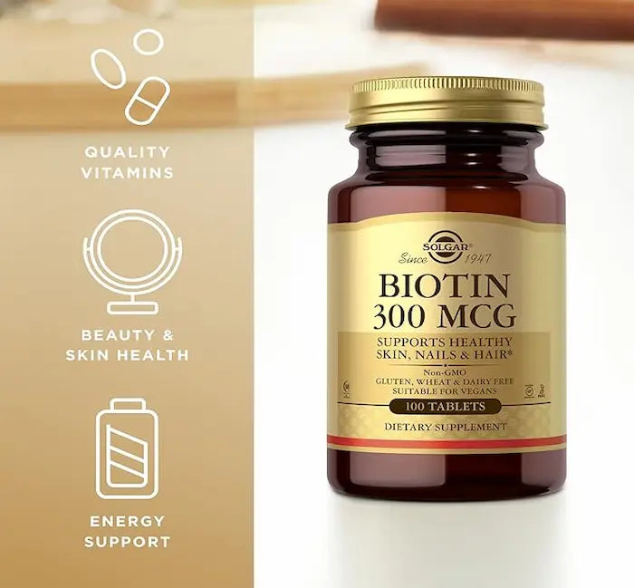 Solgar Biotin, 100 Tablets, 300 mcg, Supports Energy Production, Provides 10,000 mcg of Biotin