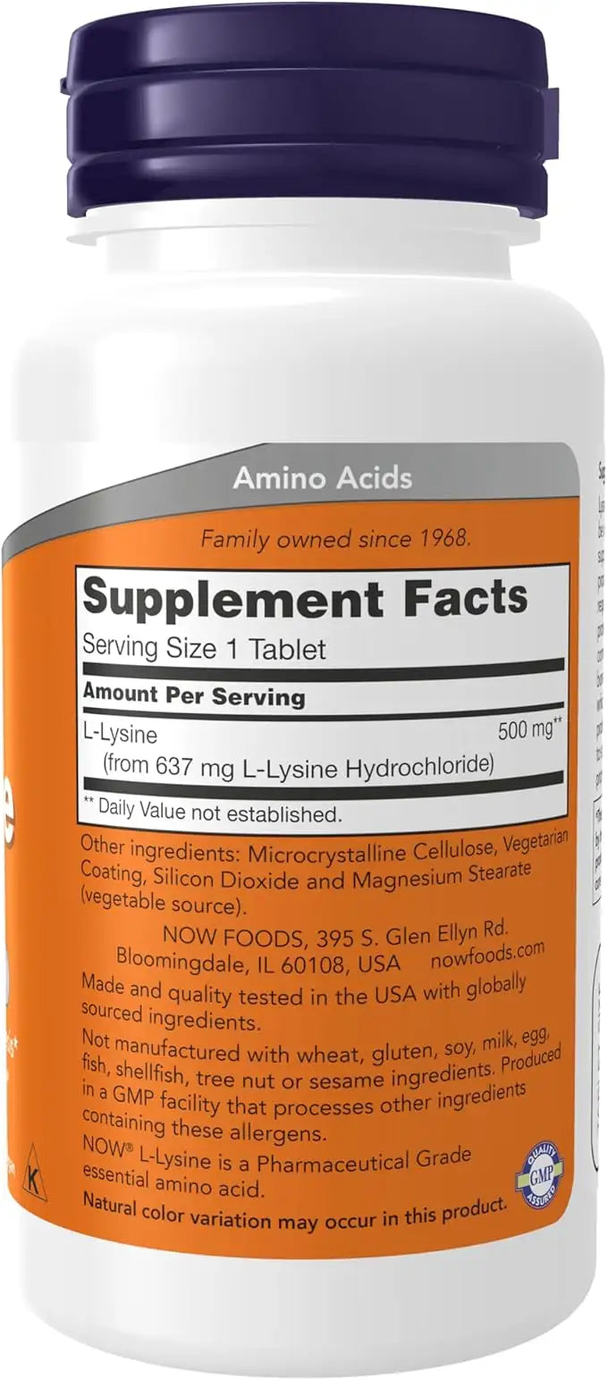 Now L Lysine, 100 Veggie Capsules, 500 mg, Supports Collagen Synthesis