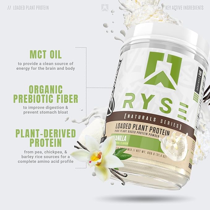 RYSE Loaded Plant Protein, Vanilla, 20, Build Muscles, Support Recovery