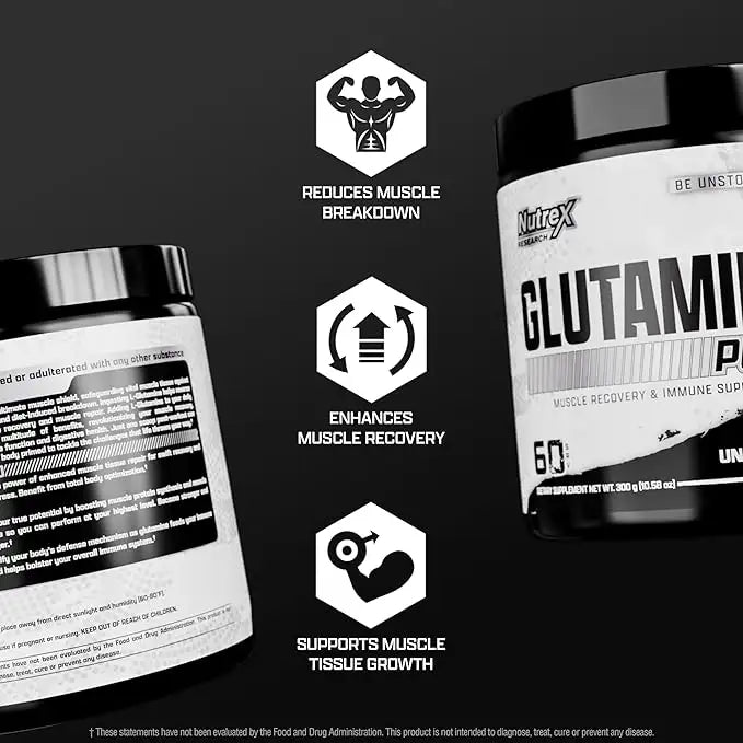 Nutrex Research Glutamine Pure, Unflavored, 60, Muscle Recovery, Immnue Support