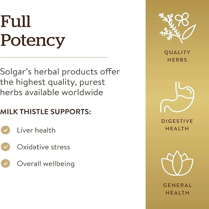 Solgar Milk Thistle, 100 Vegetable Capsules, Supports Liver Detoxification