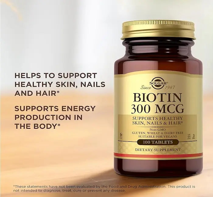 Solgar Biotin, 100 Tablets, 300 mcg, Supports Energy Production, Provides 10,000 mcg of Biotin