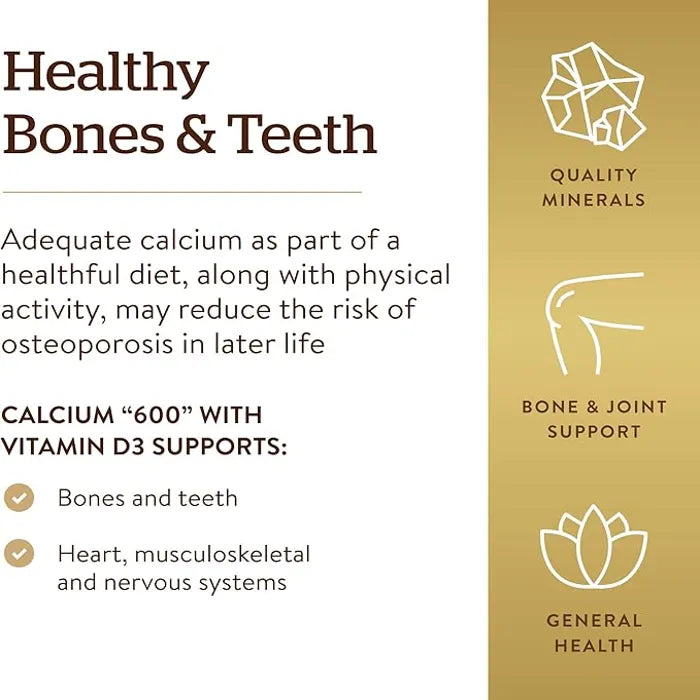 Solgar Calcium 600 From Oyster Shell With Vitamin D3, 240 Tablets, Promotes Bone Health