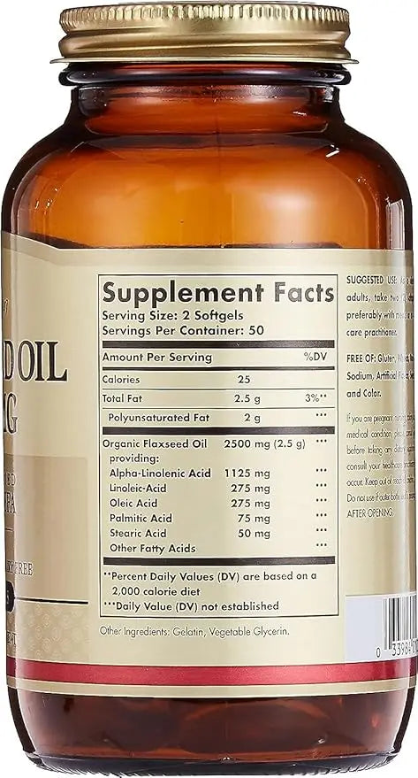 Solgar Flaxseed Oil, 1250 mg, 250 Softgels, Support Heart Health, Support Immune System