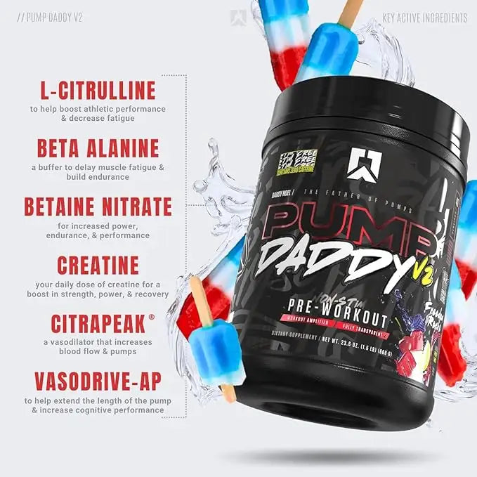 RYSE Pump Daddy V2 Non Stim Pre Workout, Freedom Ice, 40, Non Stimulant