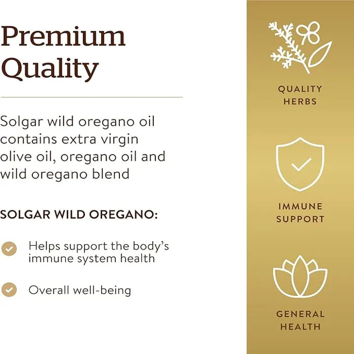 Solgar Wild Oregano Oil, 60 Softgels, Support Immune, Fight Aging of Cells