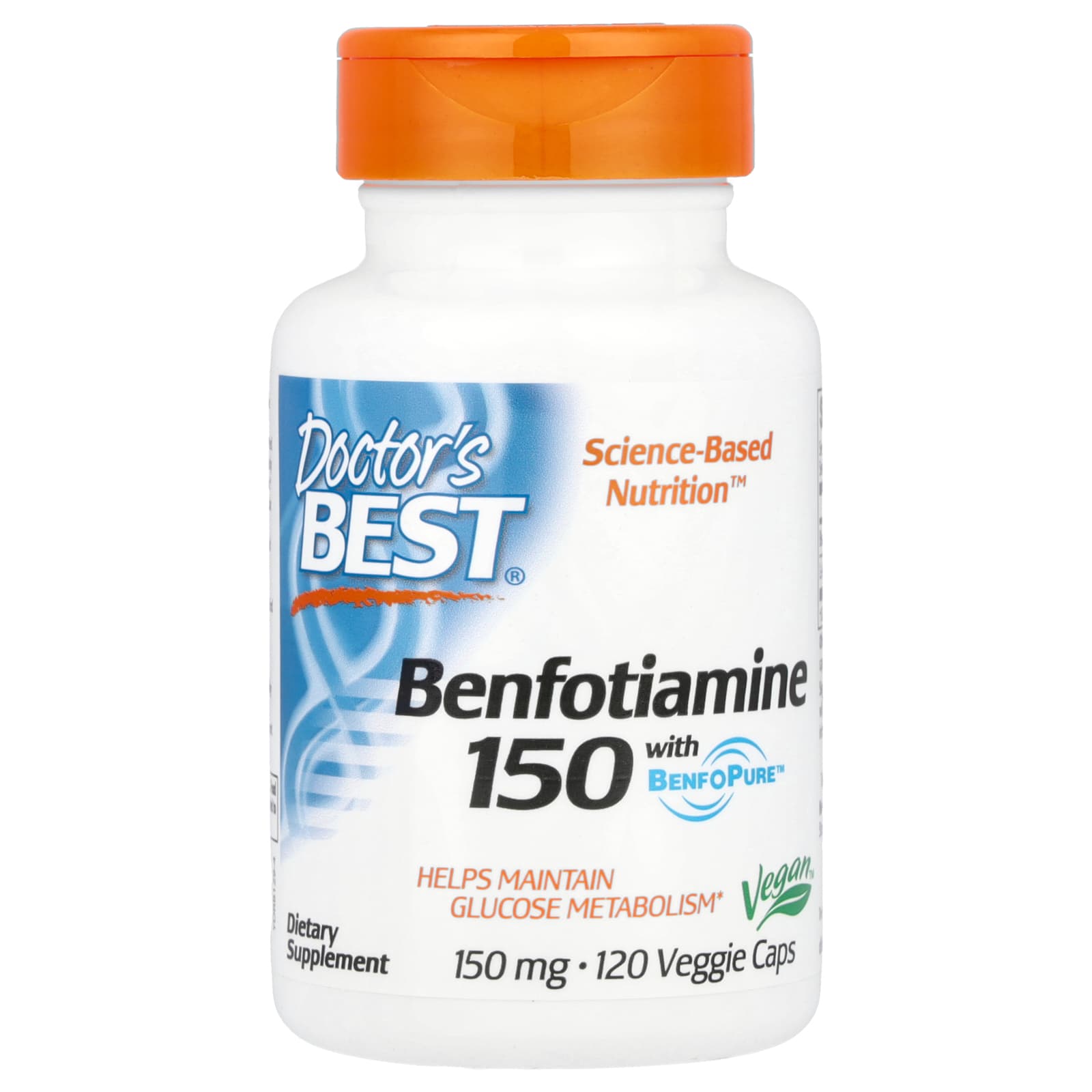 Doctor's Best Benfotiamine, 120 Veggie Capsules, 150 mg, Supports Glycemic Balance