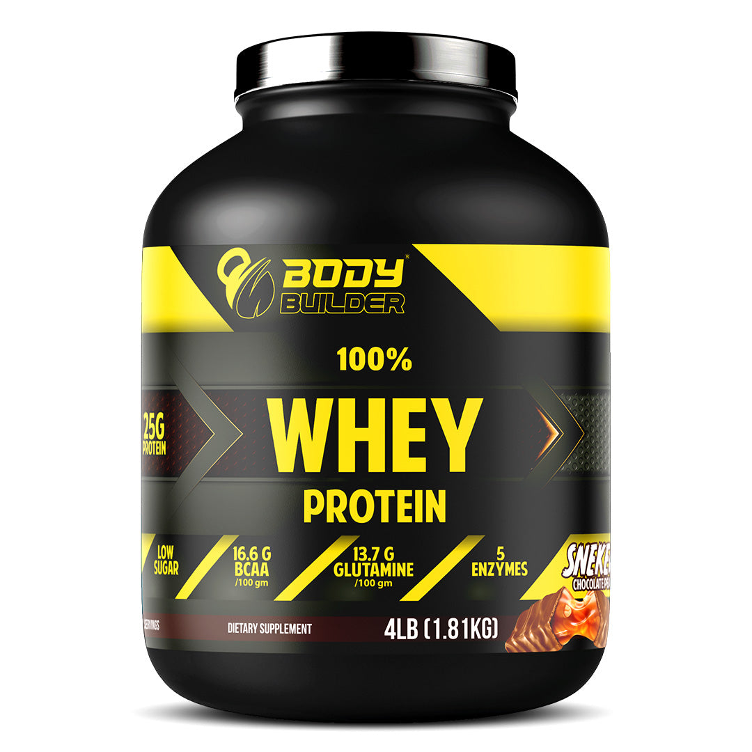 Body Builder Whey Protein, Snekers Chocolate Peanut, 4 LB, 25 g of Whey Protein Per 1 Scoop