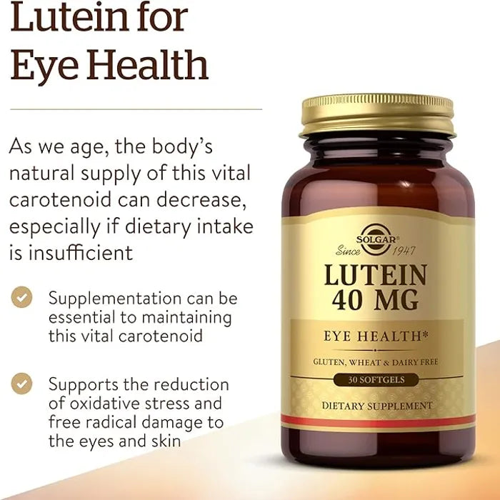 Solgar Lutein, 30 Softgels, 40 mg, Supports Eye Health, Supports Blue-Light