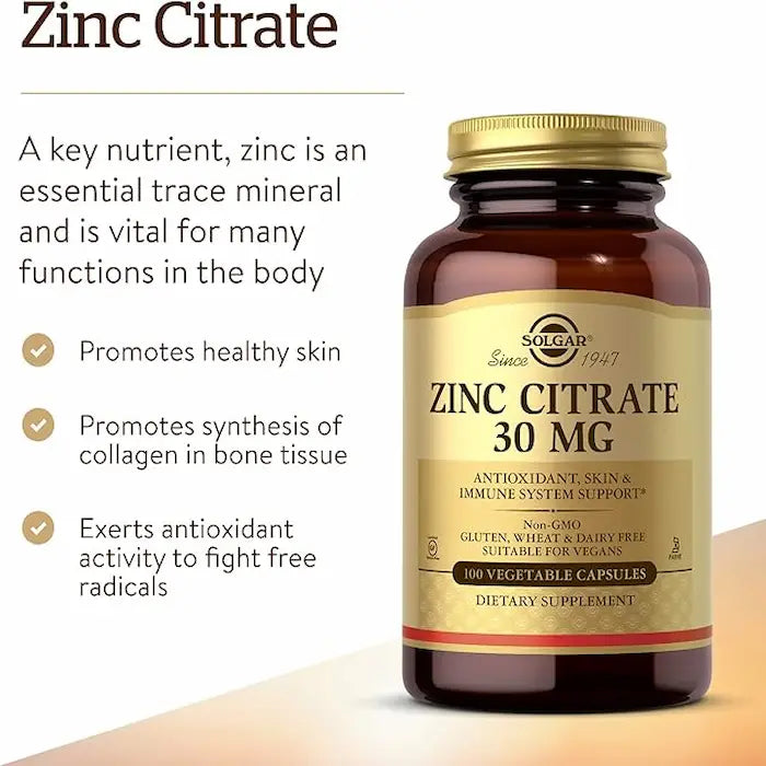 Zinc Citrate 30mg - 100 Veg Capsules