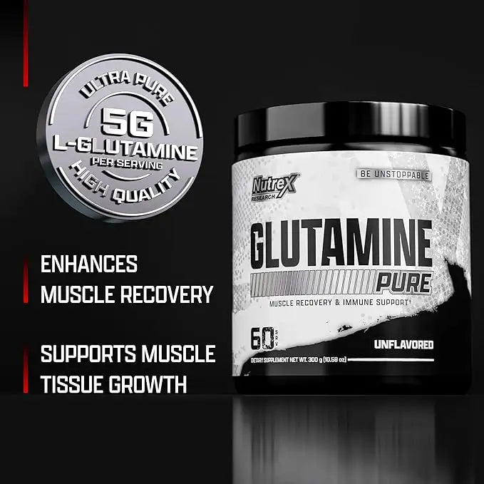 Nutrex Research Glutamine Pure, Unflavored, 60, Muscle Recovery, Immnue Support