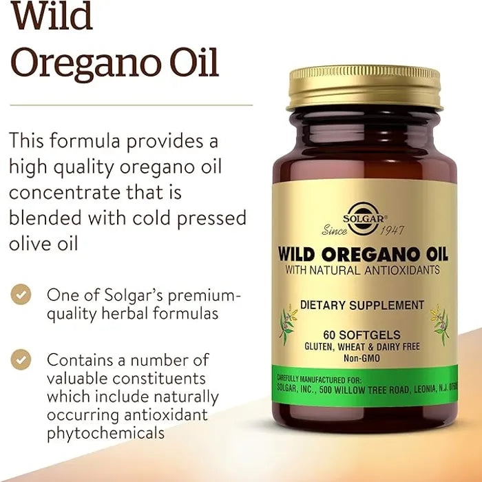 Solgar Wild Oregano Oil, 60 Softgels, Support Immune, Fight Aging of Cells