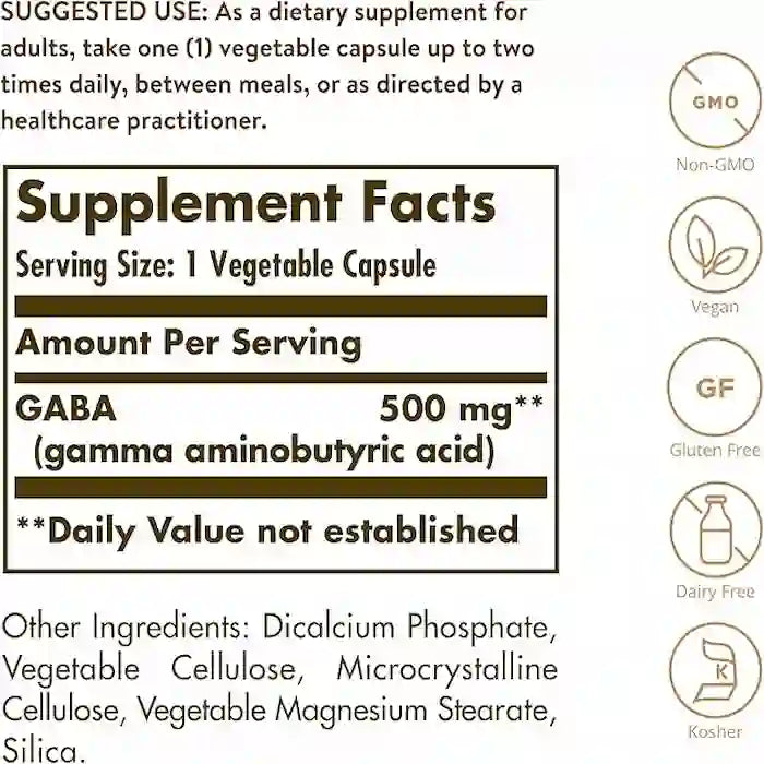 Gaba 500mg - 100 Veg Capsules