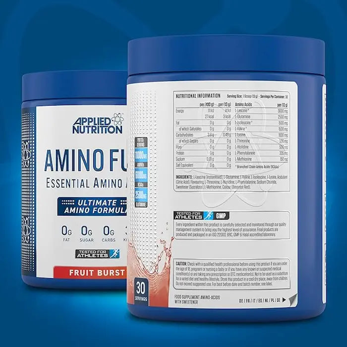 مكمل غذائي Amino Fuel EAA من Applied Nutrition، Fruit Burst، 30 حبة، 11 جرامًا من الأحماض الأمينية لكل وجبة