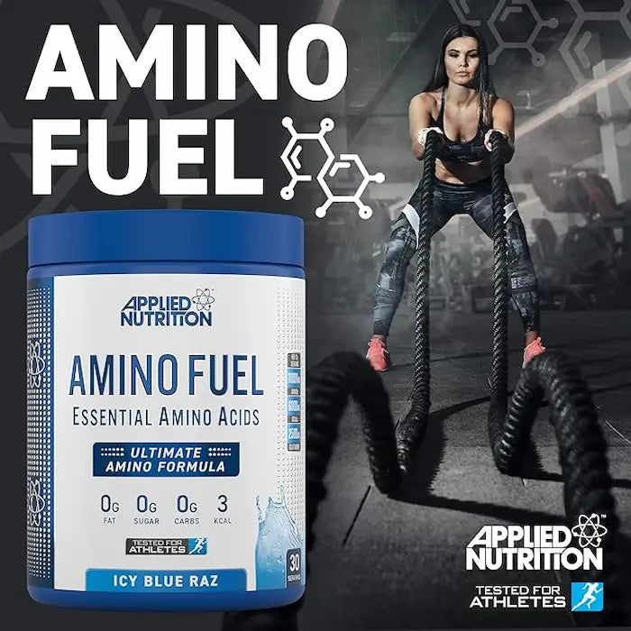 مكمل غذائي Amino Fuel EAA من Applied Nutrition، Blue Raz، 30 حبة، 11 جرامًا من الأحماض الأمينية لكل وجبة