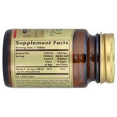 Solgar Vitamin D3 (Cholecalciferol), 25 mcg 1000 IU, 100 Softgels, Promote Calcium Absorption