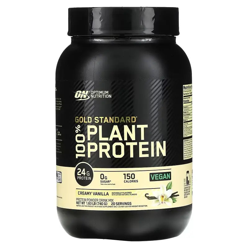 Optimum Nutrition, Gold Standard® 100% بروتين نباتي، بنكهة الفانيليا الكريمية، 1.63 رطل (740 جم) 