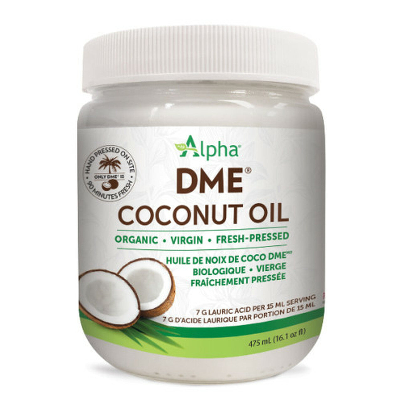 Alpha Health DME Coconut Oil, Original, 475 ML, Organic, Supports Thyroid Function