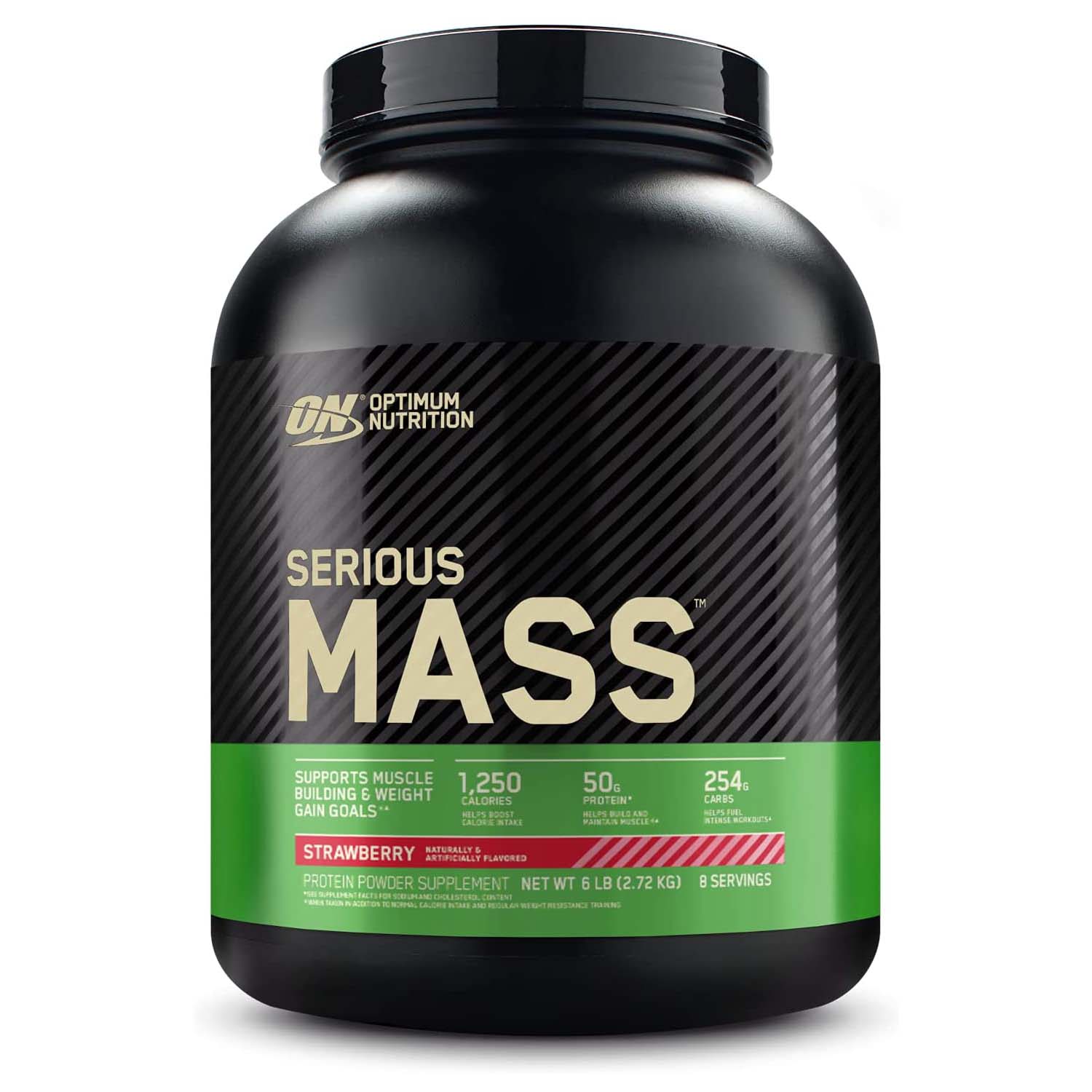 Optimum Nutrition Serious Mass, Strawberry, 6 LB, 1,250 CALORIES, 50g Protein Blend