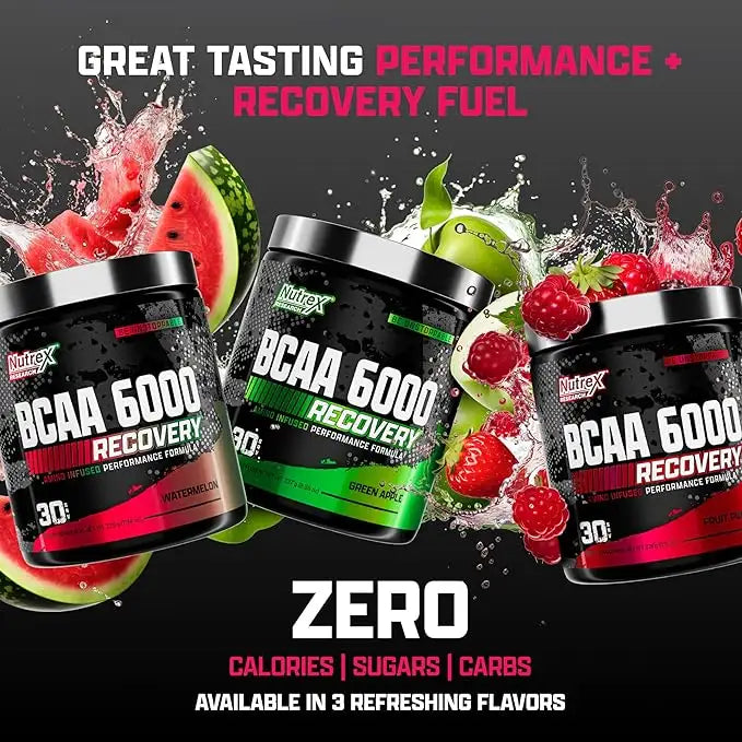 Nutrex Research Bcaa 6000، Fruit Punch، 30، تعافي أسرع للعضلات، تأخير إرهاق التمرين 