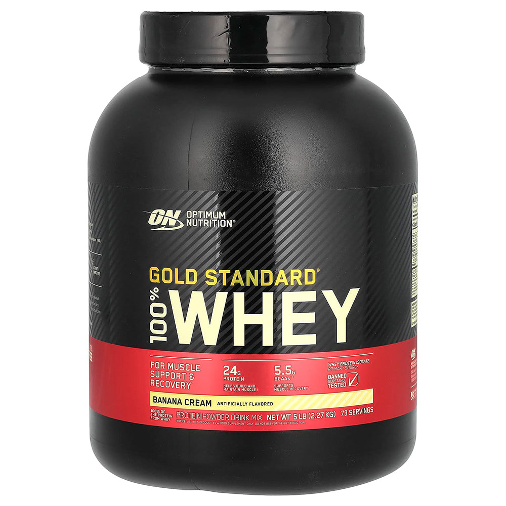 Optimum Nutrition Gold Standard 100% Whey Protein, Banana Cream, 5 LB, 24 Grams of Protein