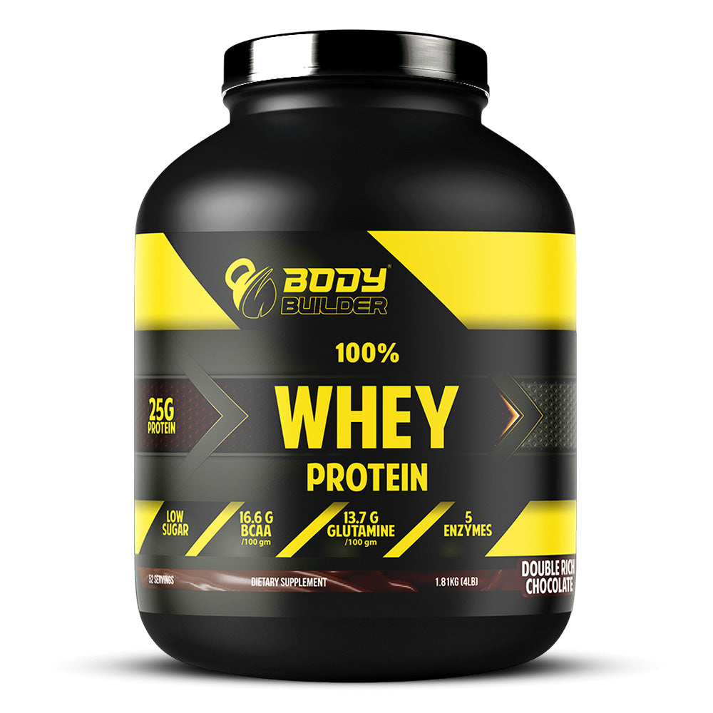 Body Builder Whey Protein, Double Rich Chocolate, 4 LB, 25 g of Whey Protein Per 1 Scoop