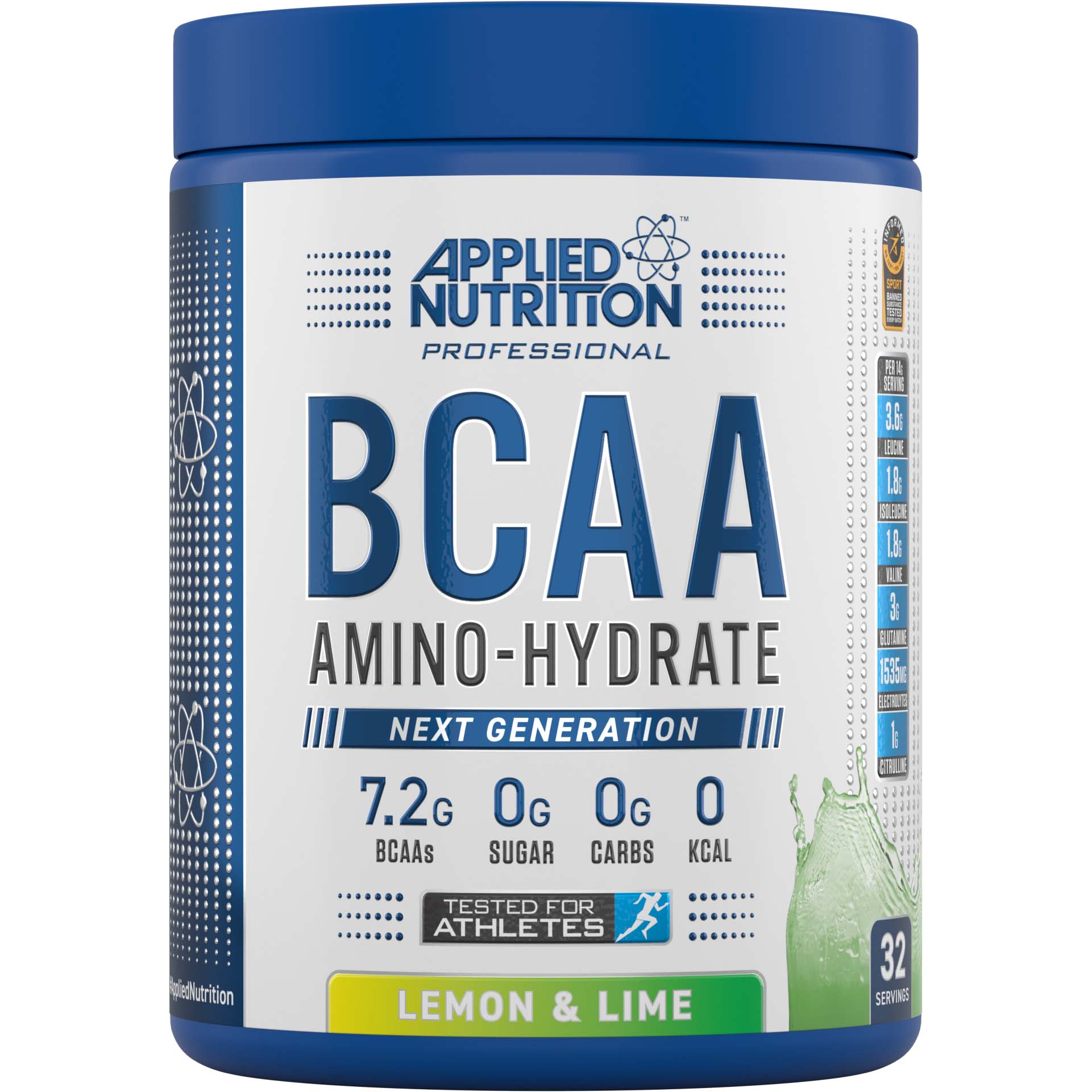 Applied Nutrition BCAA Amino Hydrate, Lemon Lime, 32 Serving, Replenish Electrolytes