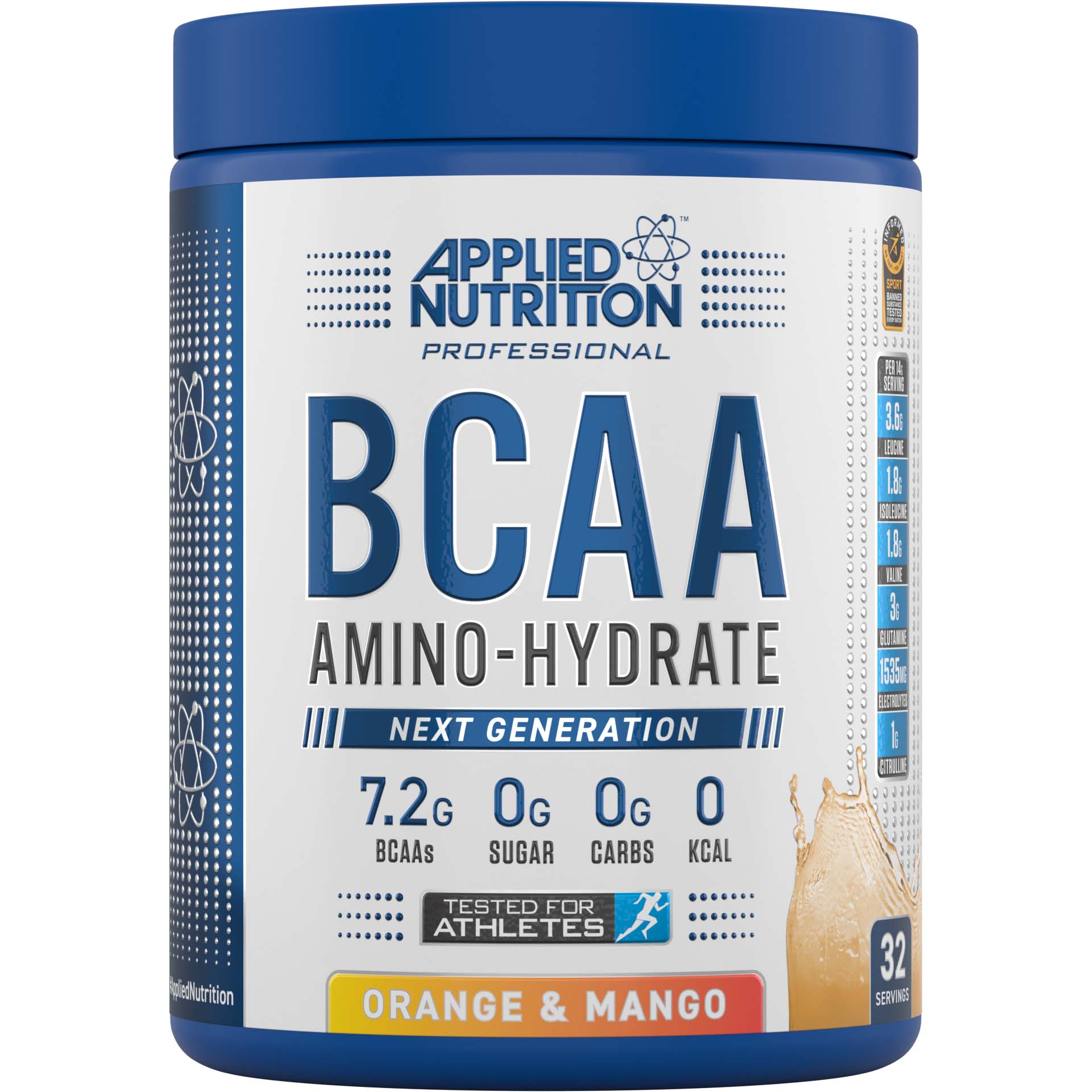 Applied Nutrition BCAA Amino Hydrate, Orange Mango, 32 Serving, Replenish Electrolytes