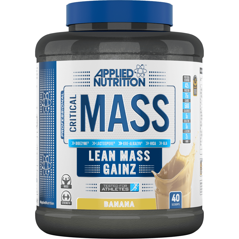 مكمل غذائي Applied Nutrition Critical Mass Lean Mass Gainz، بنكهة الموز، 2.45 كجم، 42 جرام بروتين لكل وجبة