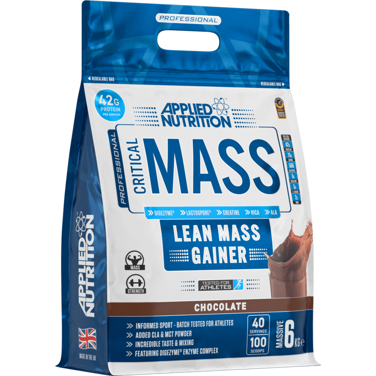 مكمل غذائي Applied Nutrition Critical Mass Lean Mass Gainz، شوكولاتة، 6 كجم، 42 جرام بروتين لكل وجبة