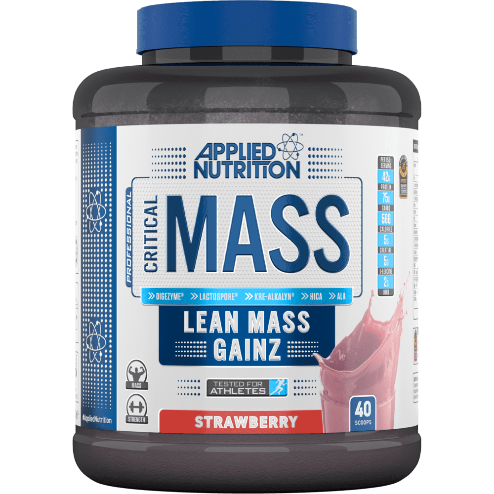 مكمل غذائي Applied Nutrition Critical Mass Lean Mass Gainz بنكهة الفراولة، 2.45 كجم، 42 جرام بروتين لكل وجبة