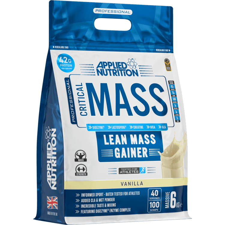 مكمل غذائي Applied Nutrition Critical Mass Lean Mass Gainz، بنكهة الفانيليا، 6 كجم، 42 جرام بروتين لكل وجبة