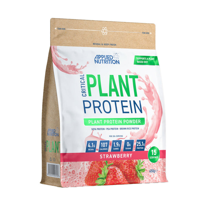 Applied Nutrition Critical Plant Protein, Strawberry, 450 GM, Supports a Plant Based Diet