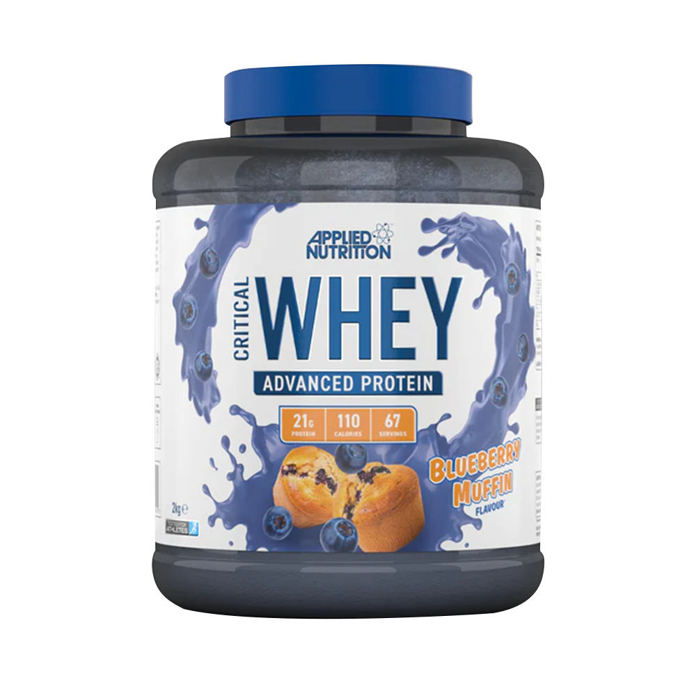 مزيج بروتين مصل اللبن Critical Whey Blend من Applied Nutrition، كعكة التوت الأزرق، 2 كجم، مستويات عالية من البروتين والأحماض الأمينية المتفرعة السلسلة