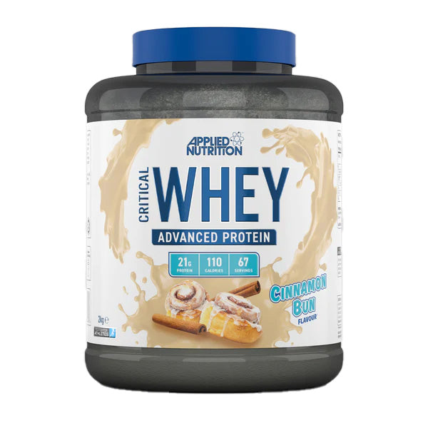 مزيج بروتين مصل اللبن Critical Whey Blend من Applied Nutrition، كعكة القرفة، 2 كجم، مستويات عالية من البروتين والأحماض الأمينية المتفرعة السلسلة