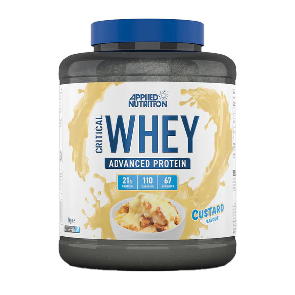 مزيج بروتين مصل اللبن Critical Whey Blend من Applied Nutrition، كاسترد، 2 كجم، مستويات عالية من البروتين والأحماض الأمينية المتفرعة السلسلة