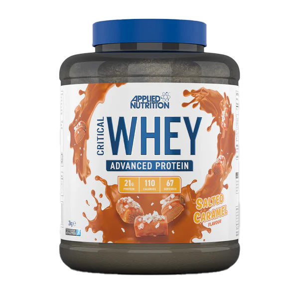 مزيج بروتين مصل اللبن Critical Whey Blend من Applied Nutrition، كراميل مملح، 2 كجم، مستويات عالية من البروتين والأحماض الأمينية المتفرعة السلسلة