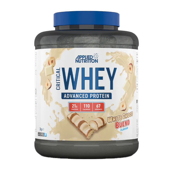 مزيج بروتين مصل اللبن Critical Whey Blend من Applied Nutrition، White Choco Bueno، 2 كجم، مستويات عالية من البروتين والأحماض الأمينية المتفرعة السلسلة