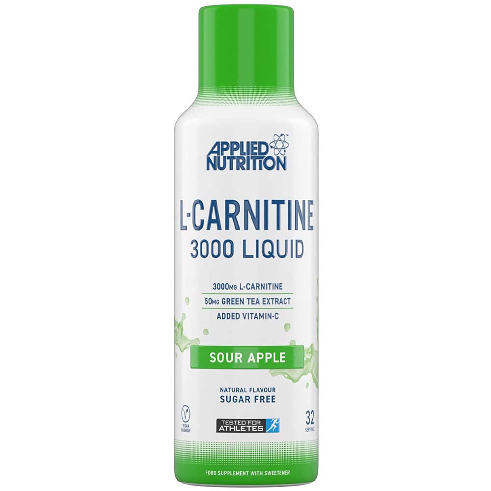 Applied Nutrition L Carnitine Liquid, 3000 mg, Sour Apple, Supports the Poduction of Energy