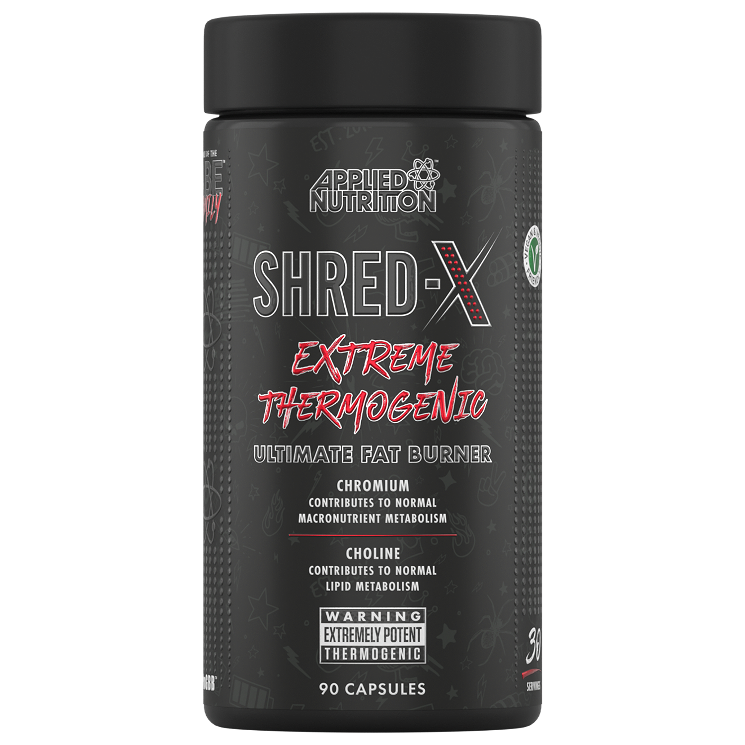 Applied Nutrition Shred X Extreme Thermogenic، 90 كبسولة، 250 مجم من الكافيين لكل وجبة